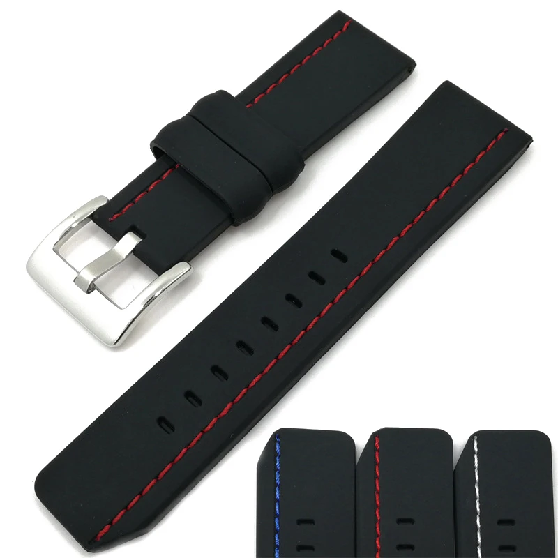 MJeess Generic ремешок для часов из силиконовой резины водонепроницаемые ремешки 22 мм 24