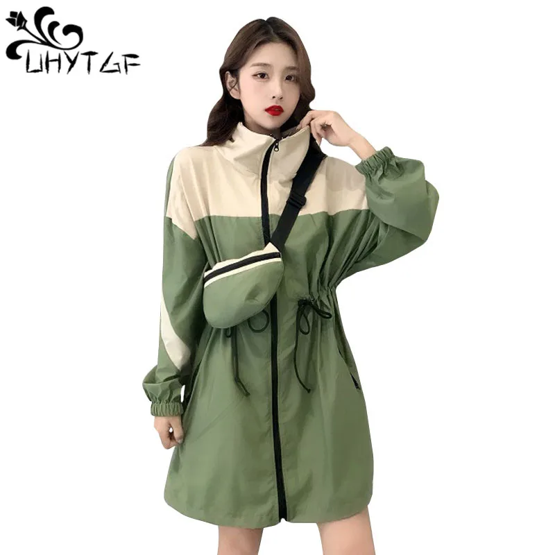 

Тренчкот UHYTGF Женский, Повседневный, тонкий, свободный, летний, размера плюс