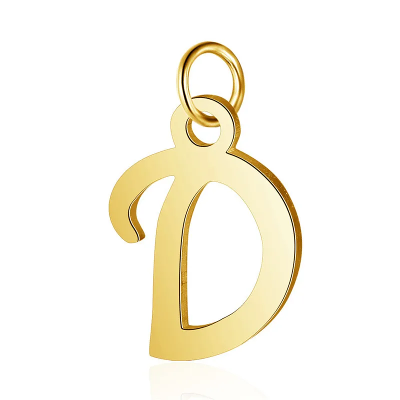 New 10pcs/Lot 26 English Alphabet Letters Pendants Gold 316L Stainless Steel Charms DIY Handmade Necklace Jewelry Making Finding | Украшения