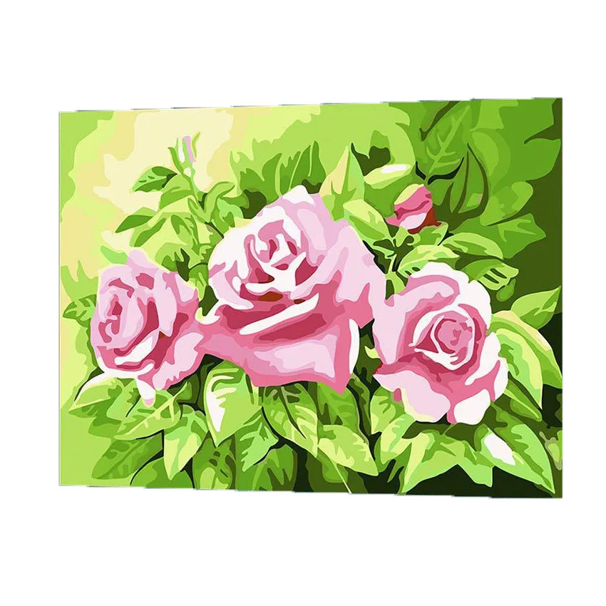WONZOM Pink Rose Painting By Numbers DIY Canvas Art Digital Flower Wall Picture Coloring Artwork For Room Gift 2017 | Дом и сад