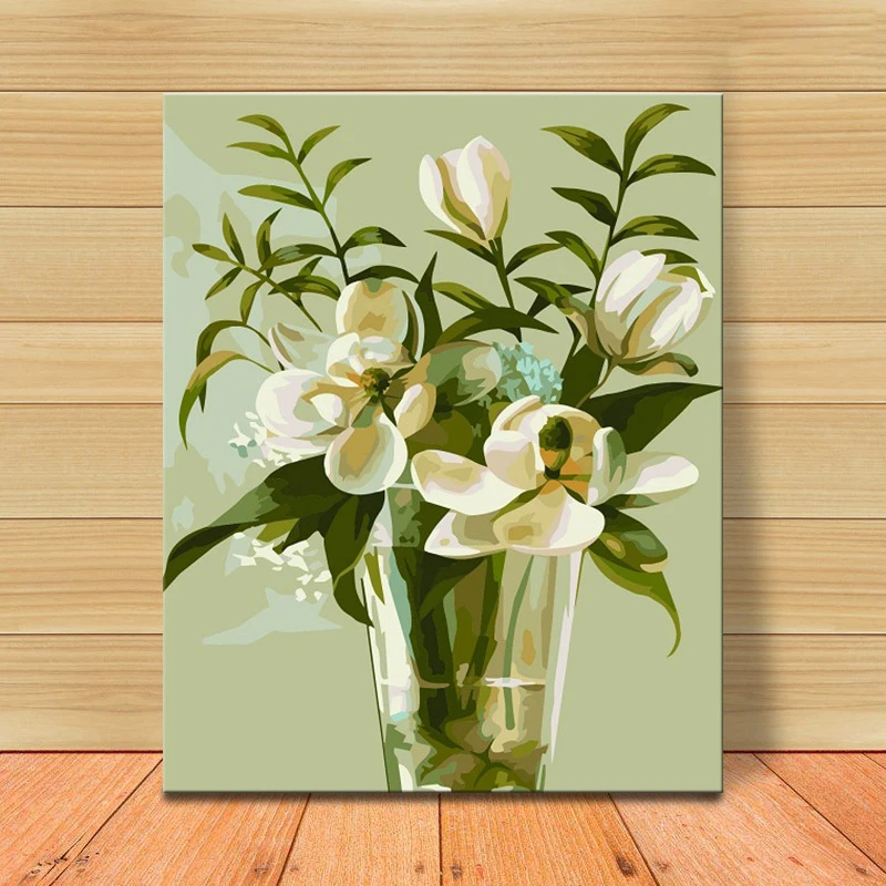 Набор для рисования по номерам на холсте с цветами магнолии|Картины номерам| |