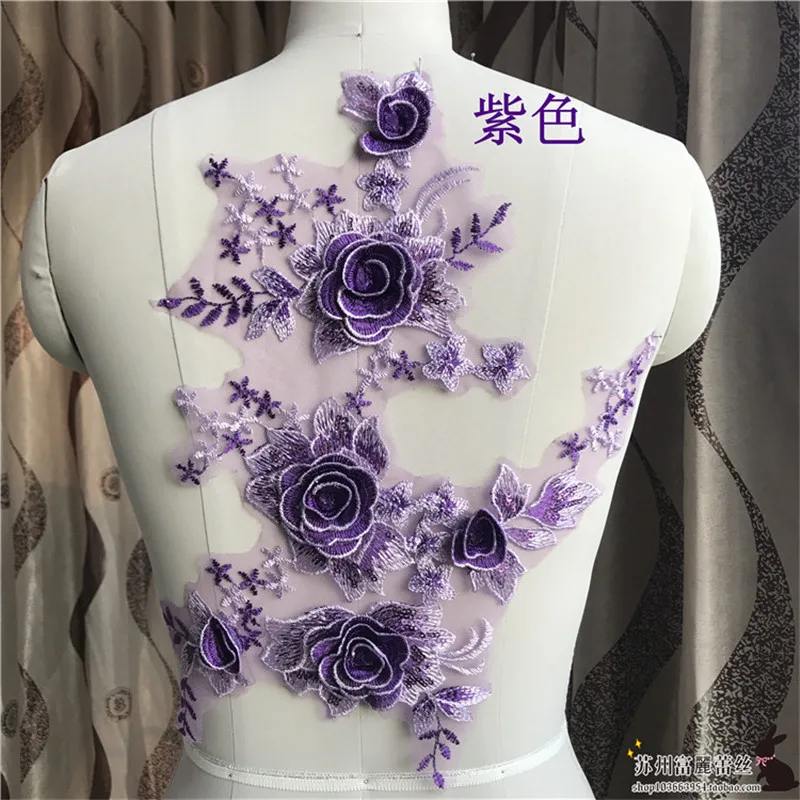 1Pc 38X42cm 4Colors Delicate 3D Wedding Veil Head Ornaments Lace Applique Trim Dress DIY Accessories BD0368 | Дом и сад