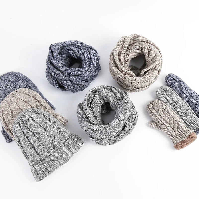 New Arrival High Quality Fashion Winter Women Thickening Knited Scarf Hat Set |
