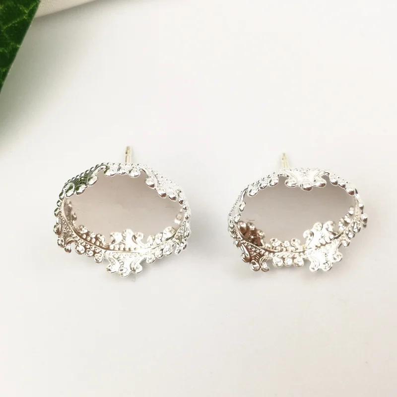 

50pcs/lot 15mm Brass Silver Color Crown Earrings Bas Settings DIY Jewelry Stud Earrings Accessory Findings