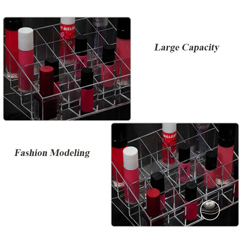 New 24 Grids Acrylic Makeup Organizer Lipstick Cosmetic Box Storage Box Jewelry Box Case Holder Display Stand Make Up Organizer