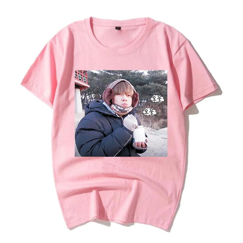 Розовый Новая Прямая поставка Kpop Idol Grubby TAEHYUNG футболка новая Meme футболка хлопковая Летняя женская футболка в Корейском стиле - Цвет: Розовый
