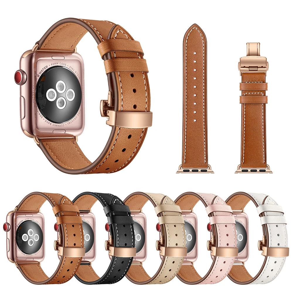 Ремешок из натуральной кожи для apple watch pulseira apple watch 5 4 3 44 мм/40 мм iwatch band 42 мм 38 мм correa ремешок для часов браслет