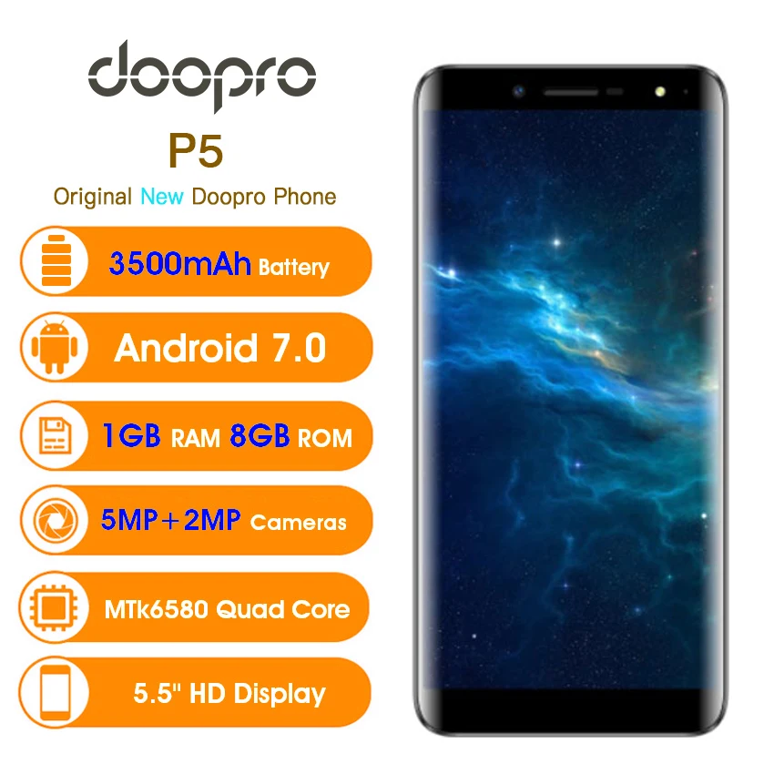 Новый оригинальный Doopro P5 5 &quot18:9 Бесконечность Дисплей Android 7 0 смартфон 1 ГБ