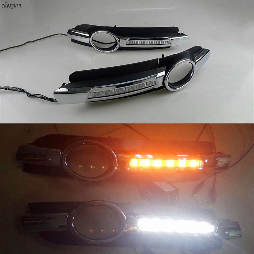 CSCSNL 1 пара для AUDI A6 C6 2005 2006 2007 2008 светодиодный DRL дневные ходовые огни 12 В ABS противотуманная фара с желтым сигналом поворота