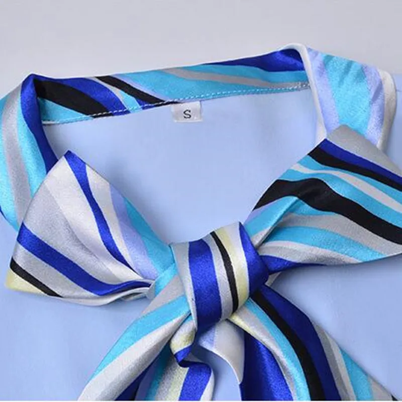 Модная деловая женская рубашка с бантом и длинным рукавом элегантная шифоновая