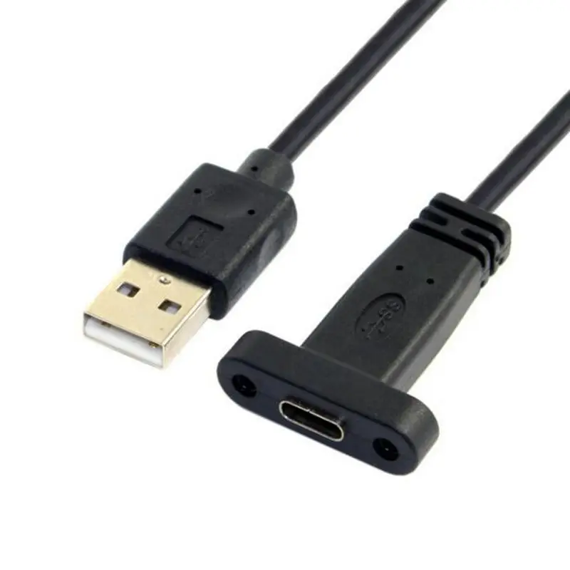 USB 2.0 A Male to 3.1 type-c Female cable 3ft 90cm with screws panel mount Hole distance 20mm 480Mbps | Компьютеры и офис