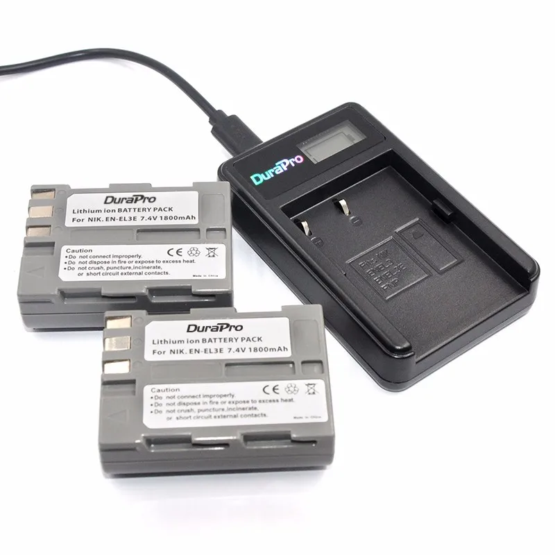2 предмета EN-EL3e EL3e 7,4 V 1800 мА/ч, Камера Батарейки+ ЖК-дисплей USB Зарядное устройство для Nikon D70 D70S D80 D90 D100 D200 D300 D300S D700 Камера