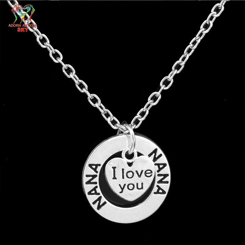 Круглый кольцо в форме сердца надписи кулон jewelry Талисманы Украшения Семья