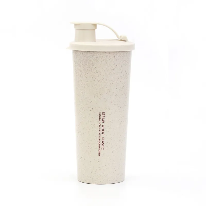 Beige 1 предмет; Новинка; 450ml протеин порошок шейкер бутылка для воды пшеничной соломы BPA бесплатно смеситель спортивные Фитнес шейкеры для протеиновых коктейлей молочных коктейлей с бутылка - Цвет: Beige