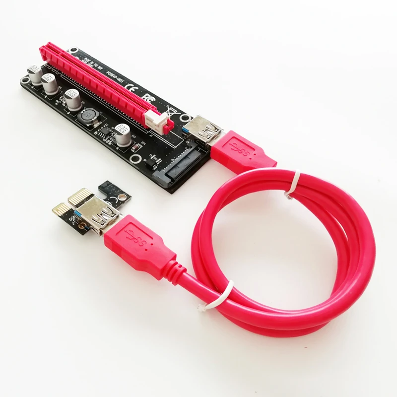50 шт. Riser New VER011C PCI Express Card E 1X to 16X удлинитель USB 3 0 SATA Power LED для Antminer Bitcoin Miner Mining|Платы
