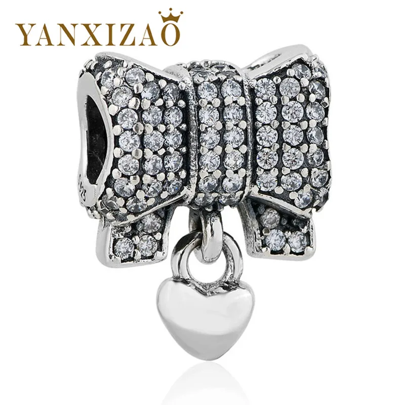 Yanxizao 2018 Новый Серебро 925 CZ шариках Fit Pandora Стиль браслет кулон сердце Цепочки и