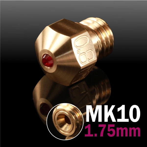 1.75MM MK10 Mellow High Temperature 3d Printer NF-v6/mk10/mk8 Ruby Nozzle For Flashforge Micro Swiss Cr10 Mk8 E3d V6 Hotend - Цвет: 1.75MM MK10
