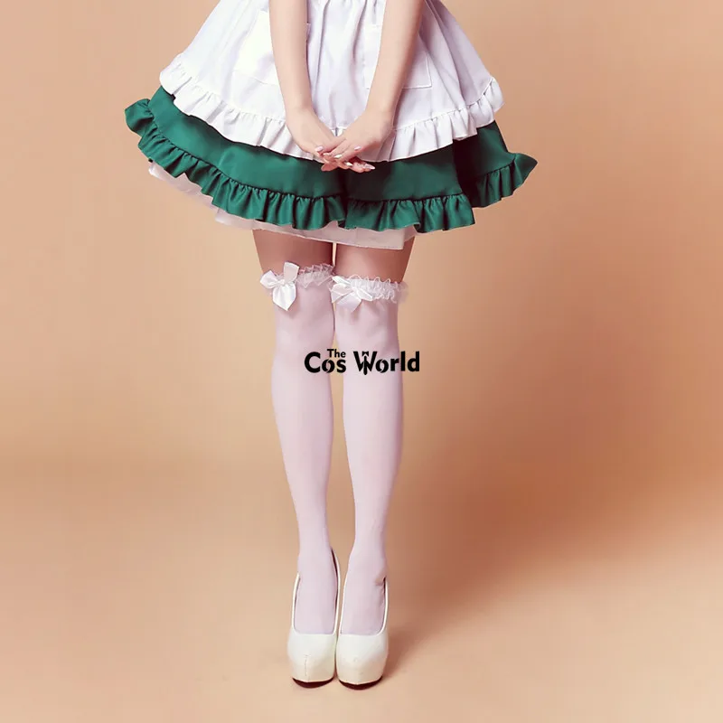 White Лолита бантом кружева над коленом Длинные чулки носки Thighhighs для платье горничной маскарадные костюмы - Цвет: White