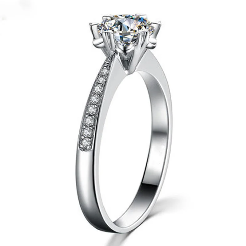 Женское Обручальное Кольцо ANI 18K из белого золота (AU750) сертифицированное 0 3 карат