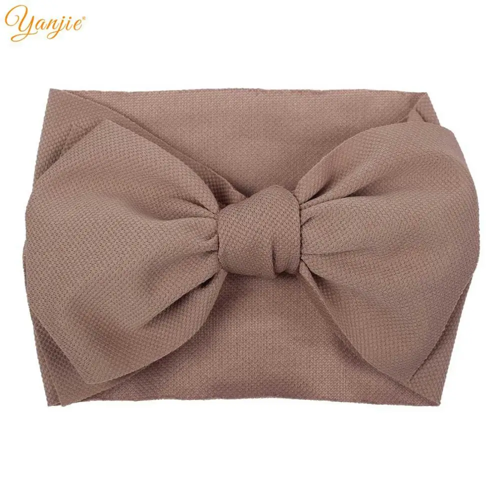 7 inch bow-khaki 7 дюймовая повязка на голову с большим бантом для девочек, г., однотонные большие банты для волос, эластичные тюрбан, повязка на голову, детский топ с бантом, повязка на голову, аксессуары для волос - Цвет: 7 inch bow-khaki