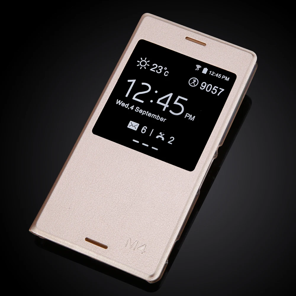 Роскошный кожаный Ультратонкий чехол M4 Aqua для Sony Xperia E2303 E2333 E2353 книжка с окошком и
