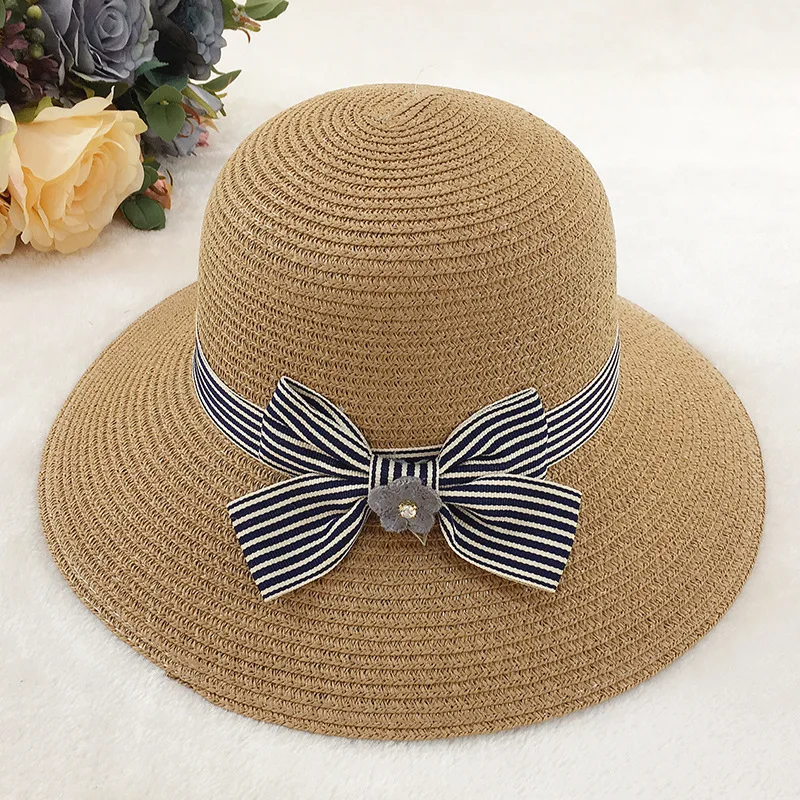 

New Straw Sunhats Women Bowkont Flowers Visor Hats Lady Leisure Basin Beach Sunshade Cap Spring and Summer Fashion Caps H029