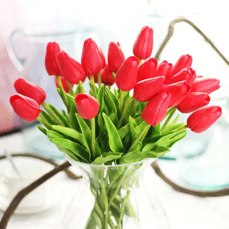 5 шт./лот искусственные тюльпаны Искусственные цветы настоящие на ощупь для