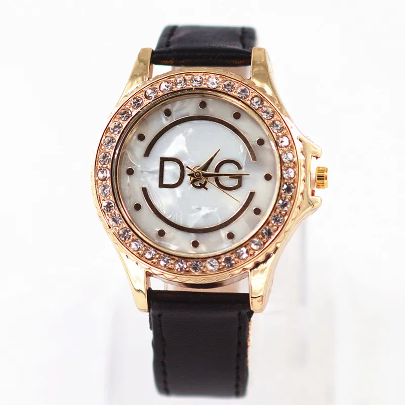 Relogio Feminino DQG часы со стразами женские Новые Брендовые кожаные кварцевые наручные