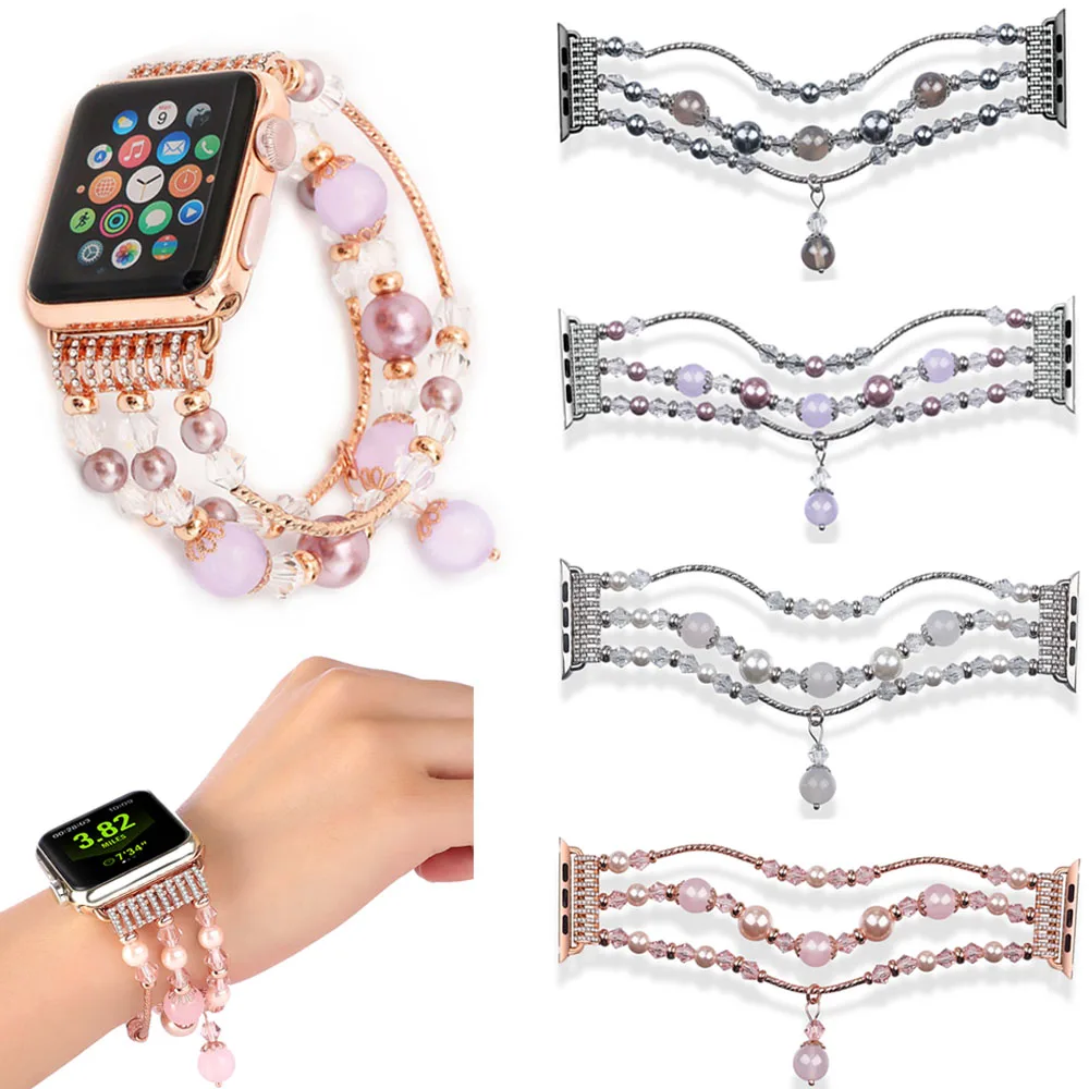 Браслет из агата для Apple Watch Series 1/2/3/4/5 женский модный ремешок на запястье iWatch 38 40 мм