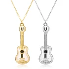 Гитарное ожерелье MQCHUN для мужчин и женщин, подарок для детей, музыкальный любовник, серебристо-золотой цвет, кокосовое ожерелье, подвесная цепочка, хип-хоп, рок, ювелирные изделия-3