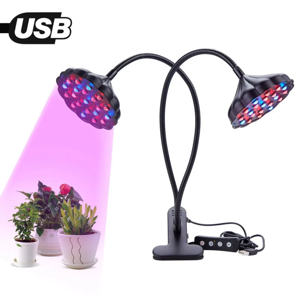 20 Вт двойной головкой светодиодный Grow Light с Светодиодная лампа держатель зажим