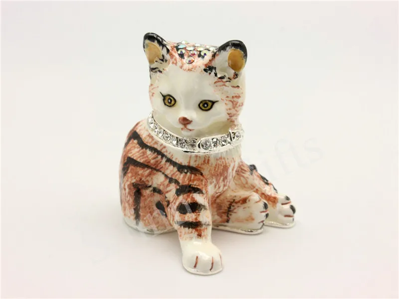 

Cute Cat Animal Trinket Box Bejewelled Metal Decorative Gift Box Wedding Favor