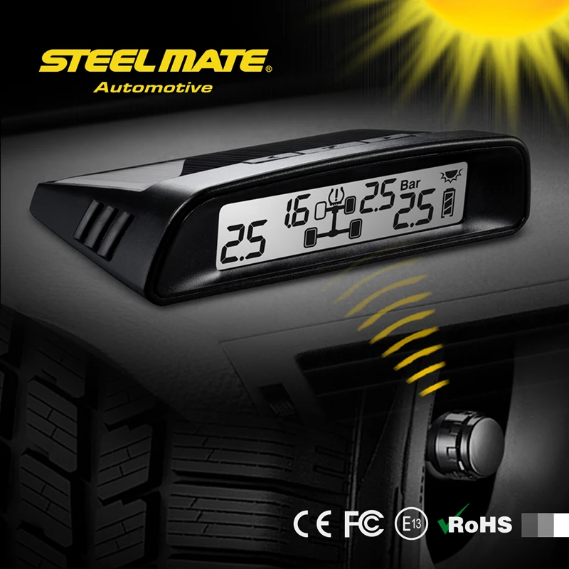 Steelmate DIY Car TPMS TP-S1 Solar Energy Chargeable Display Tire Pressure Monitoring System Wireless External Sensor | Автомобили и