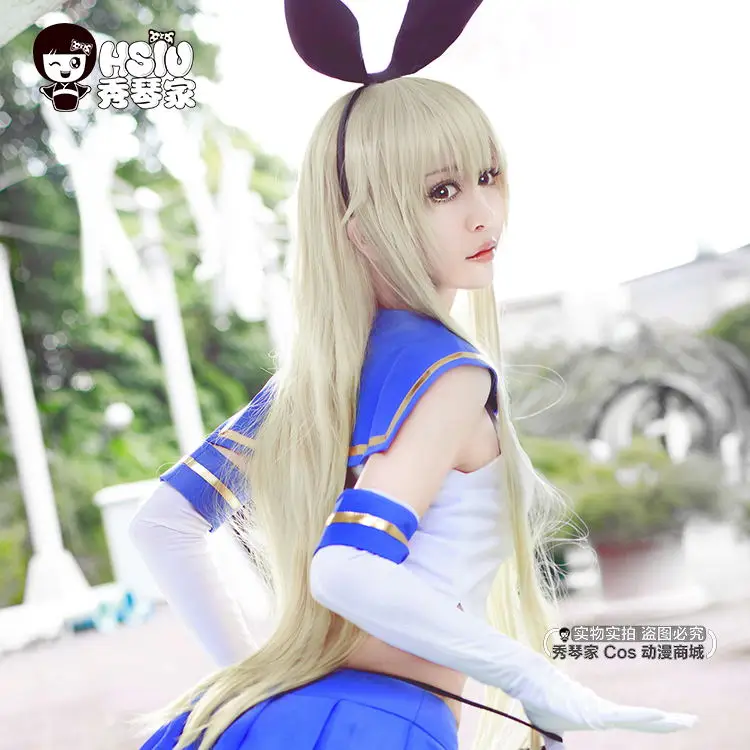 Парик для косплея HSIU Shimakaze Kantai Collection парики костюмы на Хэллоуин бесплатная