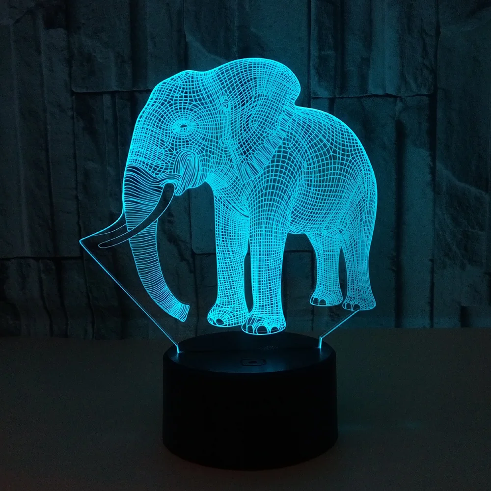 Новый Слон 3d лампа акриловый визуальный Usb маленький Ночной светильник