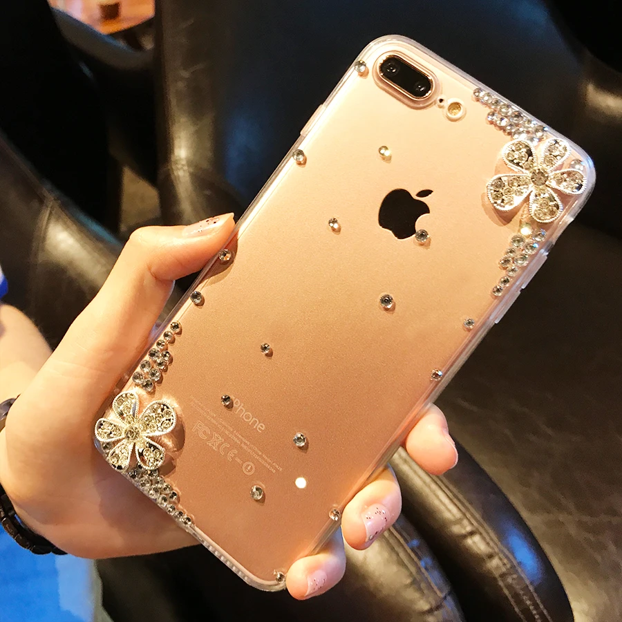 Ayeena прозрачный телефонный чехол со стразами для iphone X задняя крышка из ТПУ 7 8 6 6S Plus