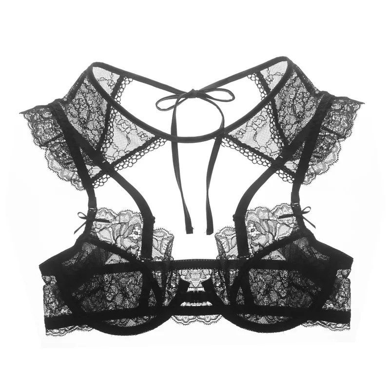 Женский интимный комплект с бюстгальтером ladyчили черный белый супер сексуальный