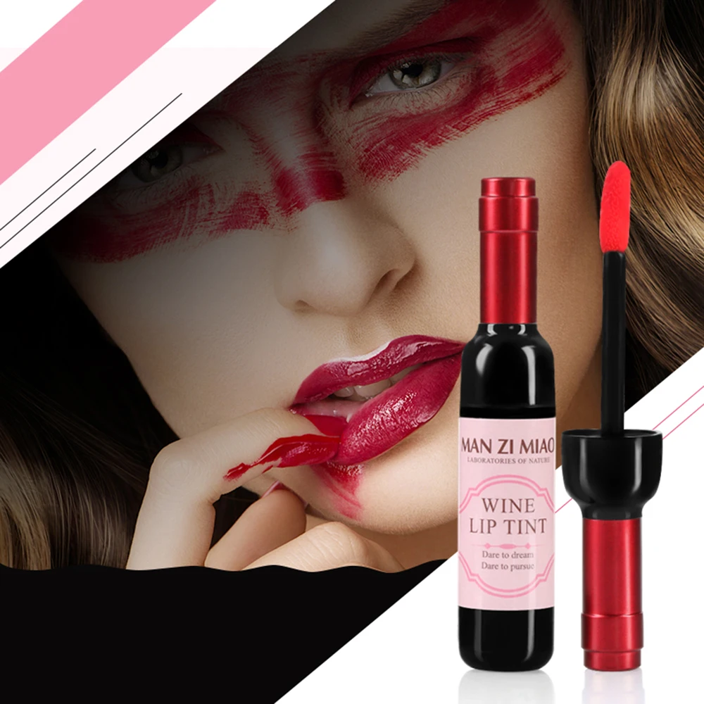1PC Sexy Waterproof Wine Red Shape Lip Tint Gloss Baby Pink Lip For Women Batom Makeup Liquid Lipstick Lipgloss Cosmetic Tools