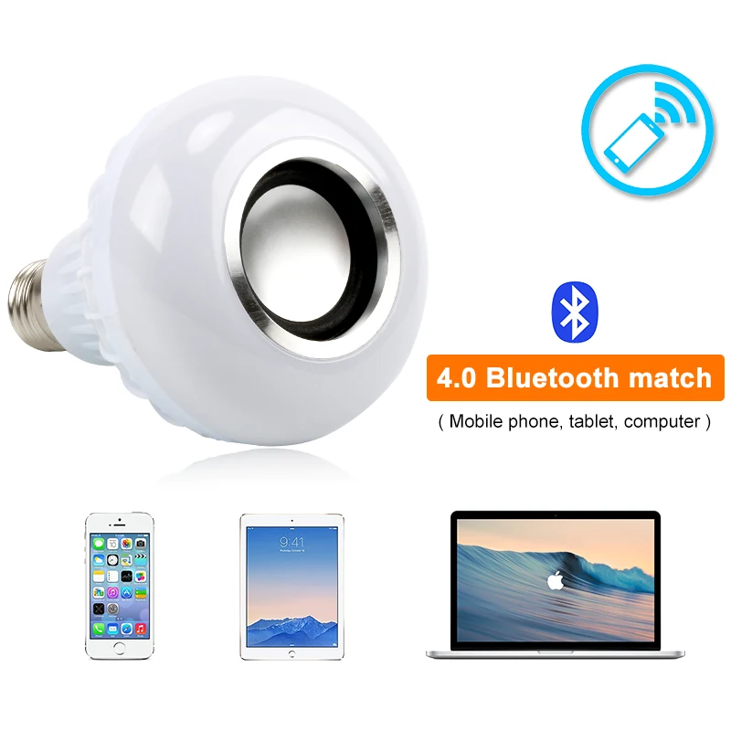 E27 светодиодная лампа 12 Вт RGB для воспроизведения музыки с регулируемой яркостью