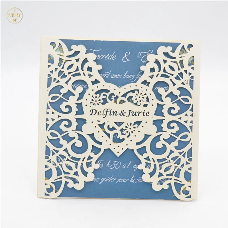 

Hot Sale Heart laser cut invitation wedding card pocket decorations