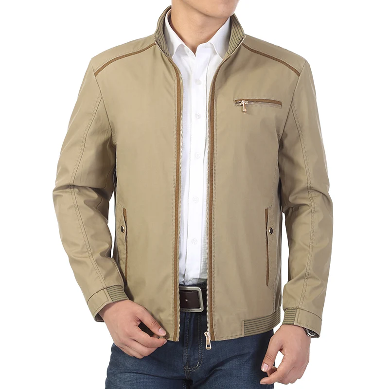 

Cotton jacket men coat casual thin clothes middle aged outerwear stand collar jacket jaqueta masculina autumn fasther wear