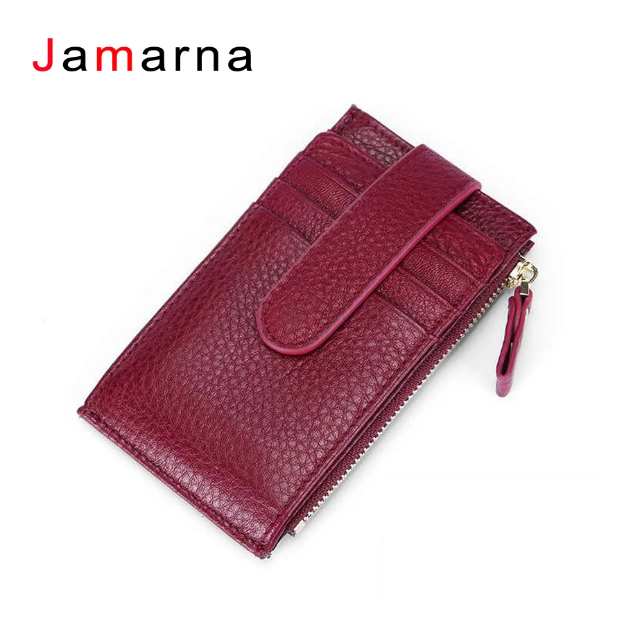 Jamarna, натуральная кожа, держатель для карт, на молнии, кошелек для монет, маленький кошелек для мелочи, деловой держатель для карт, тонкий кошелек, мягкая кожа, Новинка