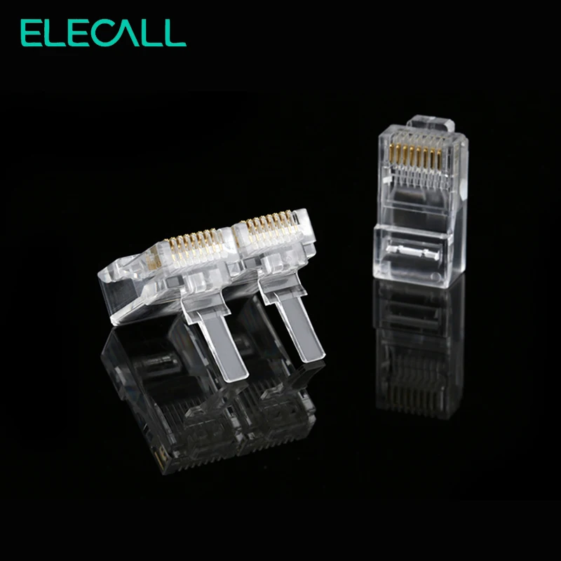 ELECALL100/200 шт 8 Pin RJ45 модульная розетка сетевой Ethernet Кристалл разъем RJ45 разъем адаптер