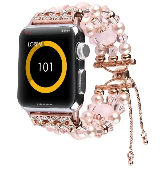 Пояс ручной работы для Apple watch band 38 мм 42 мм 40 мм 44 мм с агатовым браслетом Для iWatch band adjustment Sport series 4 3 2 1series 5 - Цвет ремешка: Розовый