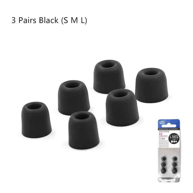 3 Pairs Black 3 пары силиконовых наушников, Ушная Подушка с эффектом памяти, беруши, наушники, покрытие для наушников KZ ZS3 ZS5 ZS6 - Цвет: 3 Pairs Black