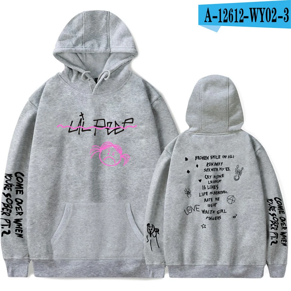 Gray Lil Peep HEllBOY толстовки мужские/женские модные толстовки с капюшоном новые Lil Peep Fans Harajuku Хип-Хоп Уличная одежда 4XL - Цвет: Gray