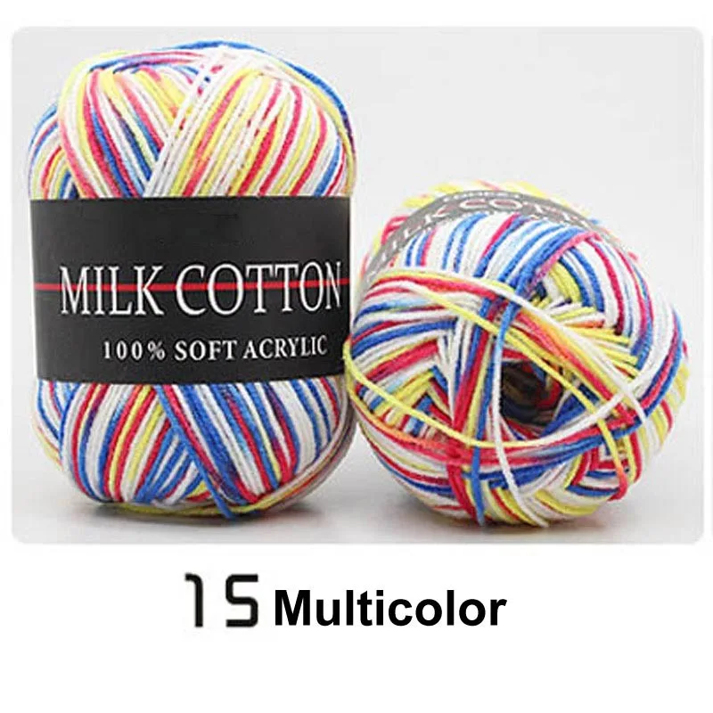 multicolor 18 цветов, свитер, шарф, шапка, двойная вязка крючком, ручная вязка, хлопок, шерсть, пряжа, молочная мягкая, для детей, ручная вязка, пряжа - Цвет: multicolor