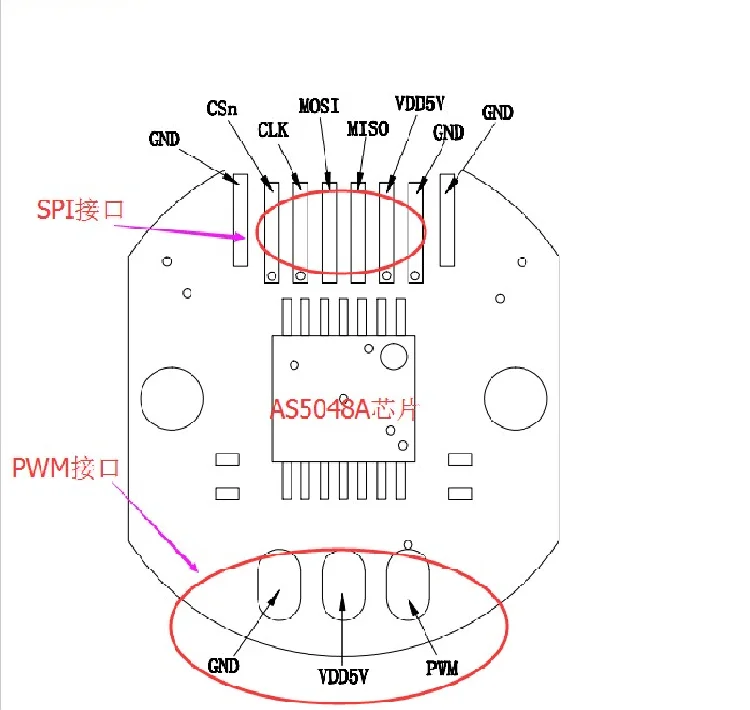 Кодовое колесо AS5048A Магнитный роторный кодер набор ШИМ/SPI интерфейс точность 12 14bit