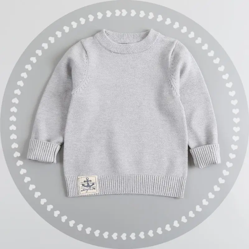 Серый Korean Kids Boy Autumn New Toddler Girl Sweaters O-neck Long Sleeve Baby Wool Knitted Sweater Winter Kids Sweaters Tops - Цвет: Серый