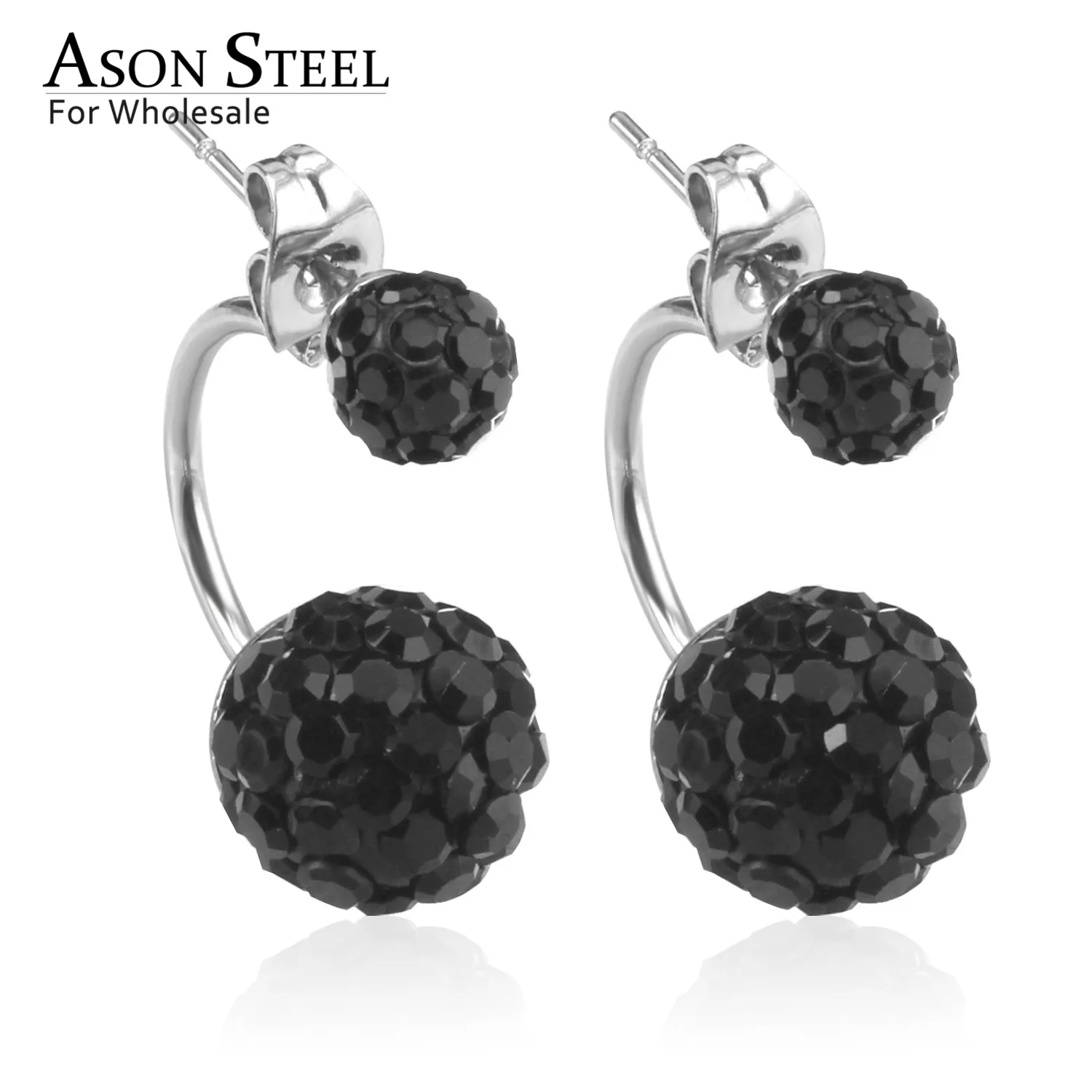 ASONSTEEL 12 цветов AAA циркония двухсторонний Хрустальный Шар Комплект сережек для